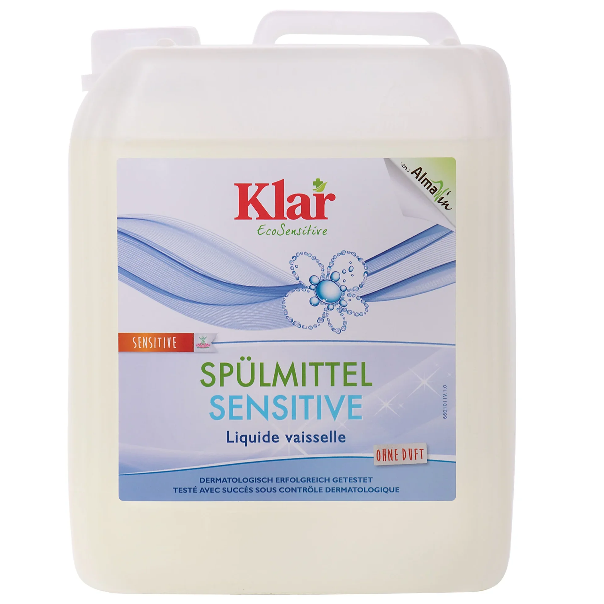 "Liquide vaisselle professionnel 5 litres, sans parfum, hypoallergénique, peau sensible image"