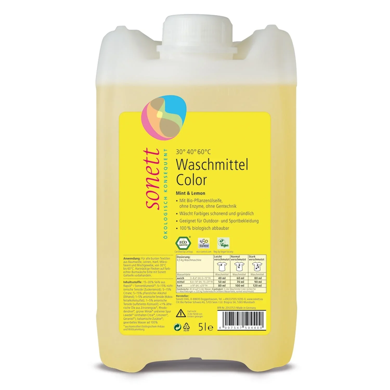 "Lessive couleur liquide, lessive écologique 5 litres, parfum menthe et citron image"
