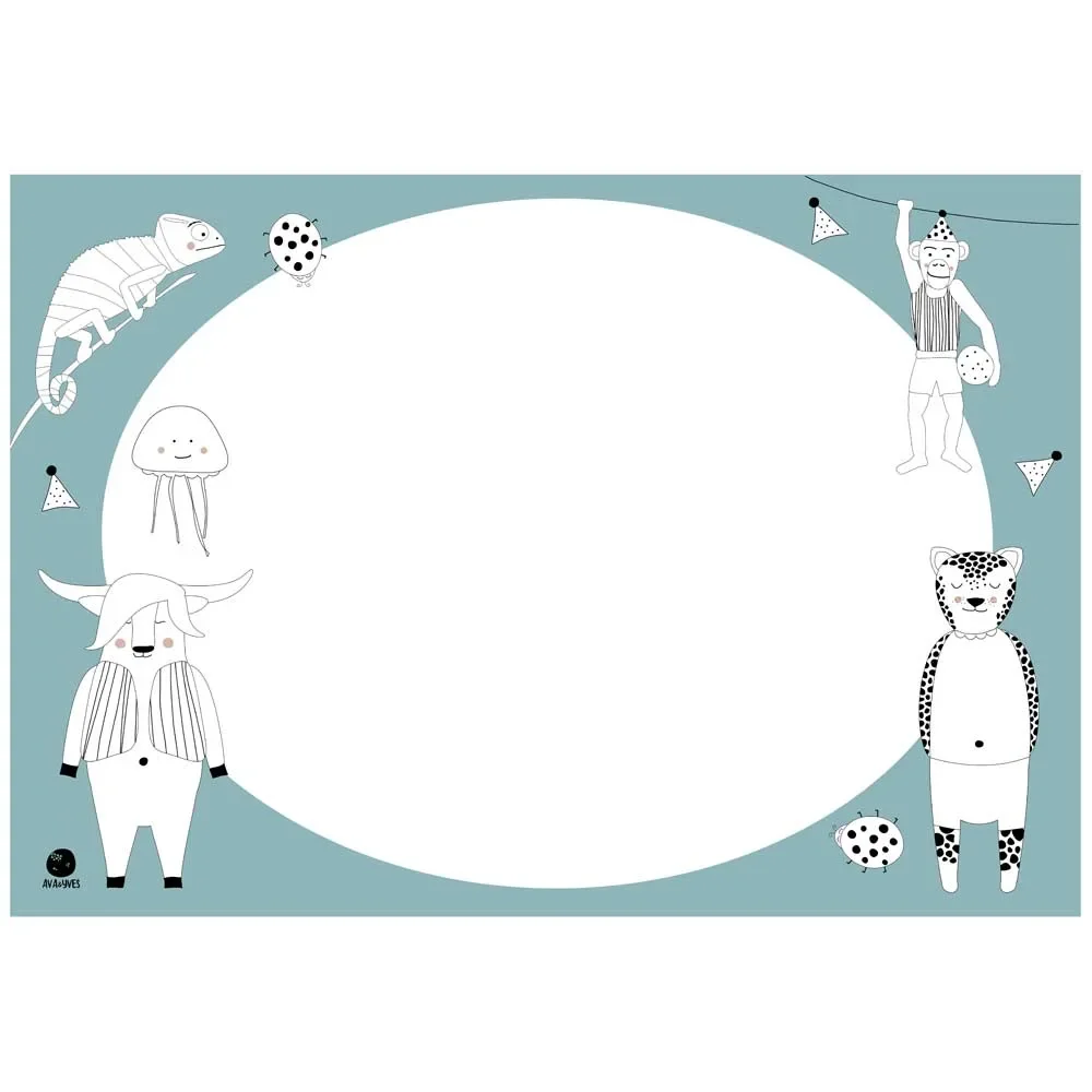 Ava & Yves Set de table / sous-main Animaux à colorier