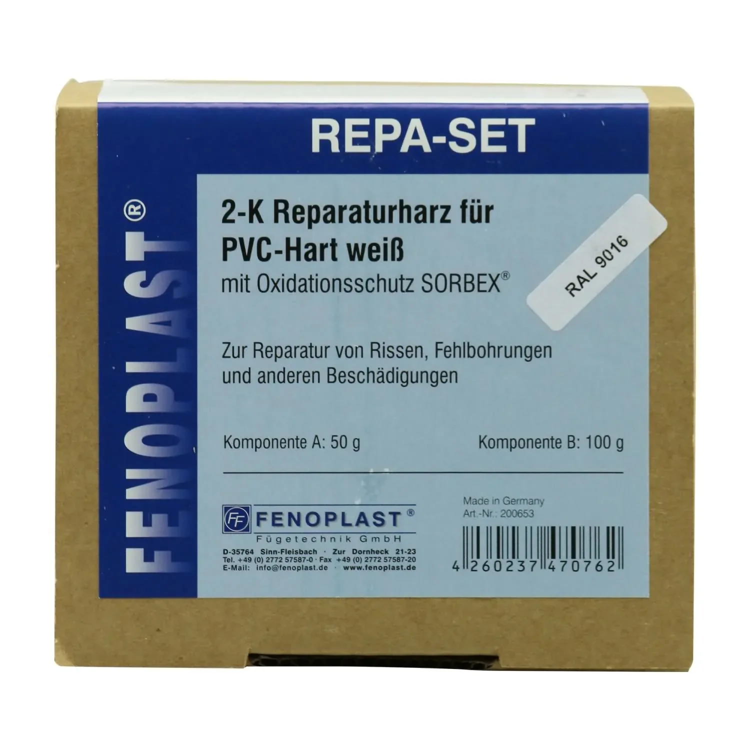 "Kit réparation fenêtre PVC, RAL 9016, set réparation fenêtre plastique, résine 2K image"