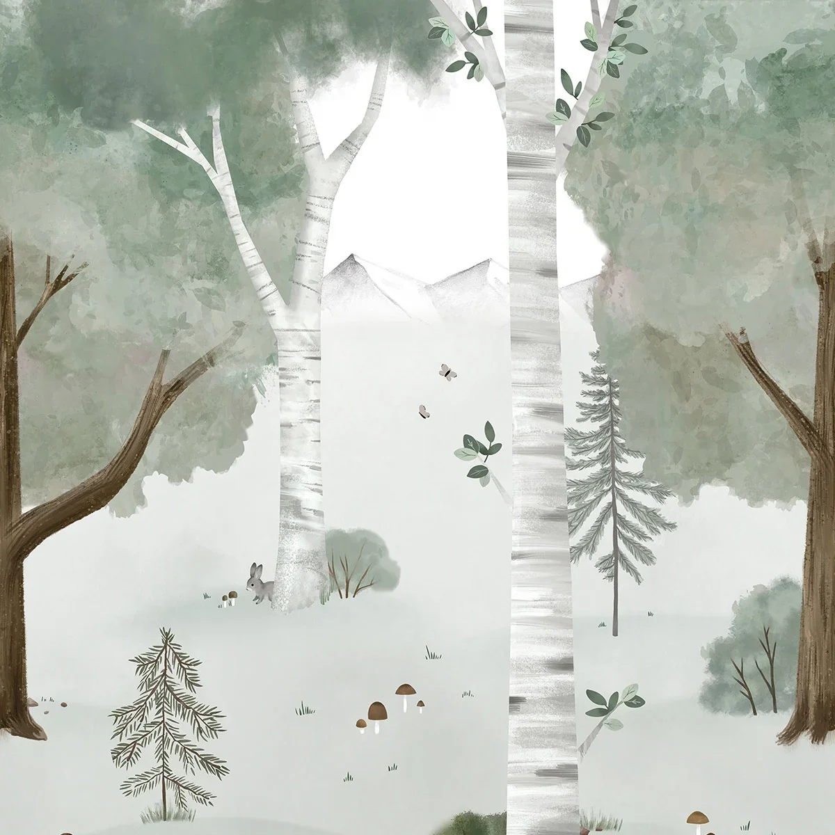 "Lilipinso Papier peint, décoration murale chambre d'enfant, panorama, forêt de bouleaux image"