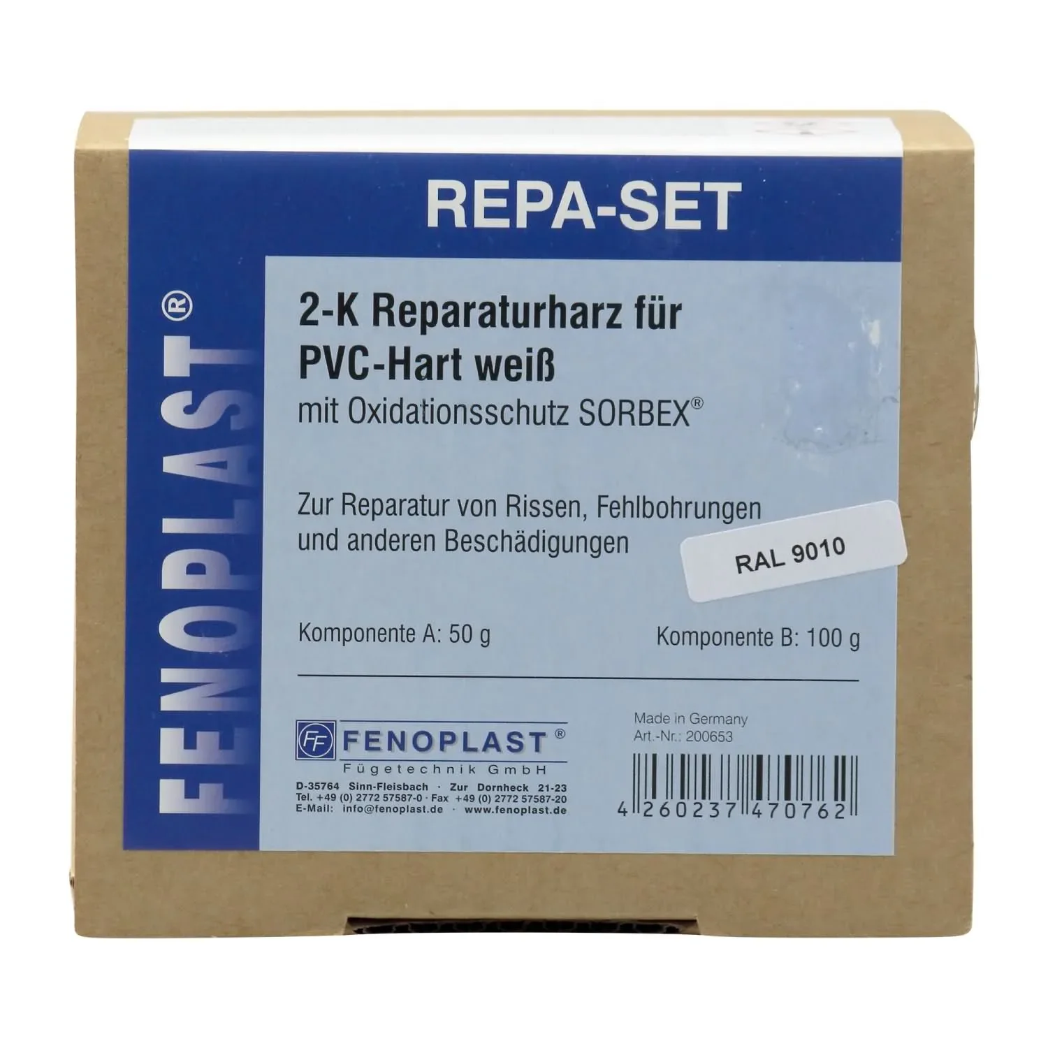 "Kit réparation fenetre pvc, réparation fenetre pvc, réparer fenetre pvc, mastic réparation pvc, reparation fenetre pvc blanc, 2K Reparaturharz, RAL 9010 image"
