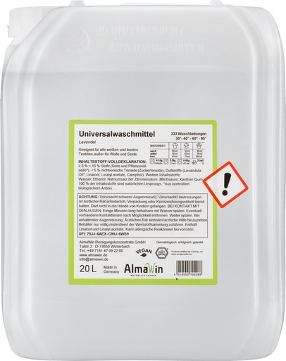 "Lessive liquide 20 litres, lessive gros volume, lessive ecologique image"
