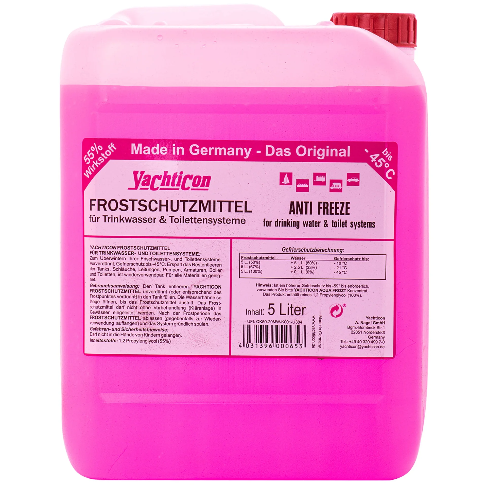Antigel 5 litres, Liquide de refroidissement, Antigel bateau, Protection antigel