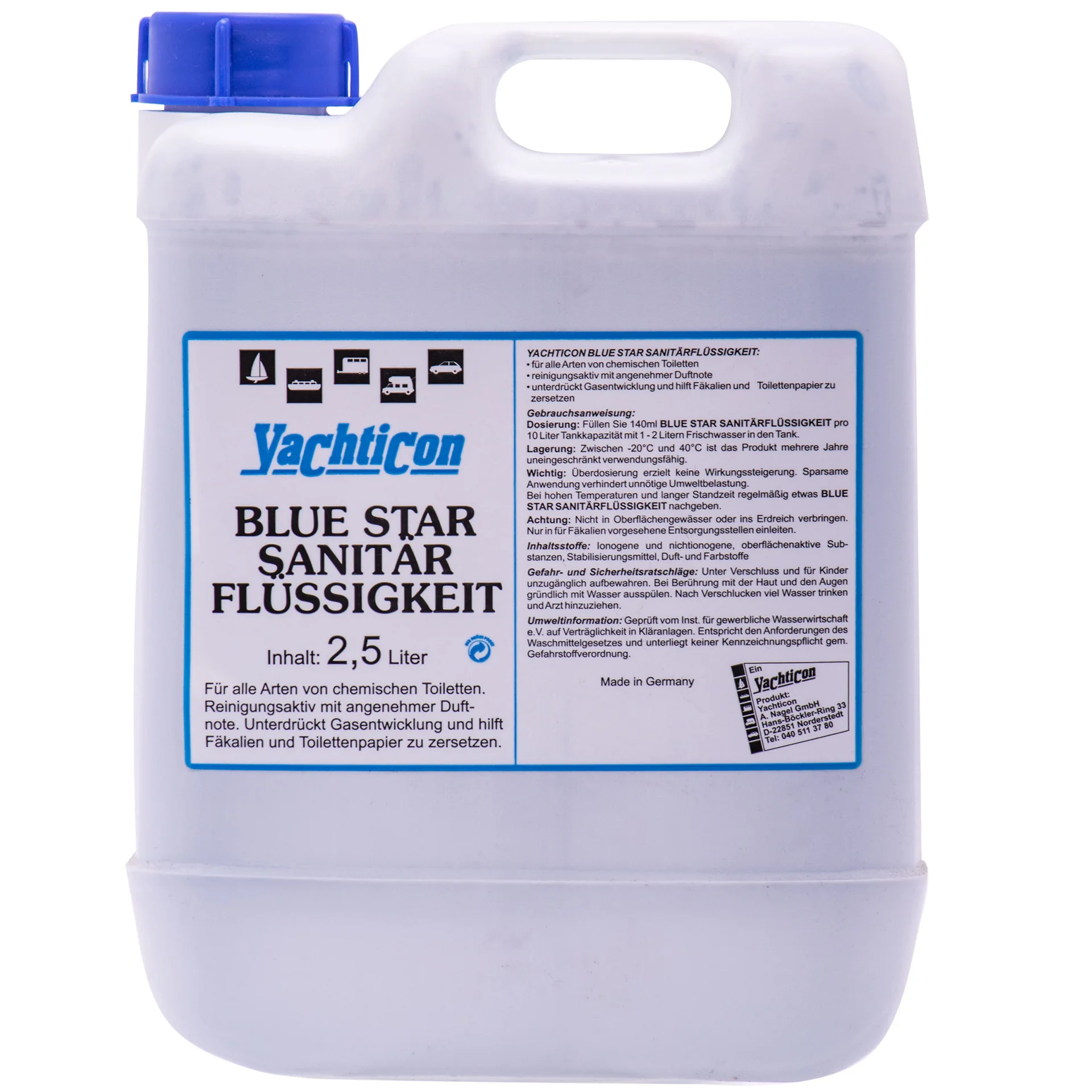 "Liquide sanitaire camping-car 2,5 litres, liquide toilette chimique, produit wc chimique image"