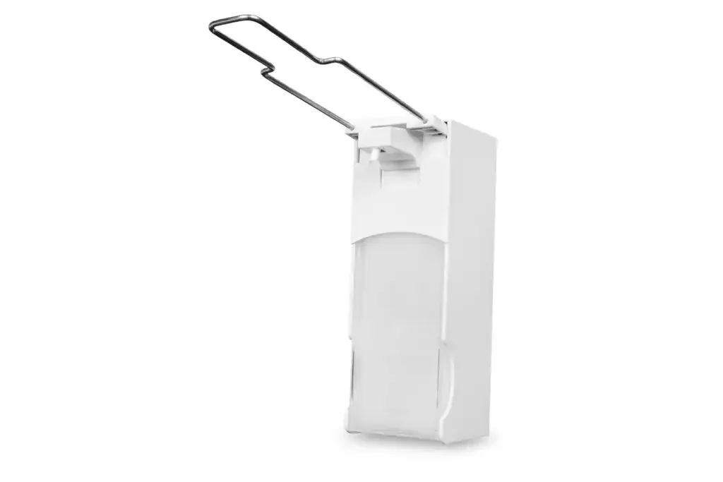 "Distributeur de savon mural, 1000 ml, à levier, blanc, plastique, rechargeable image"