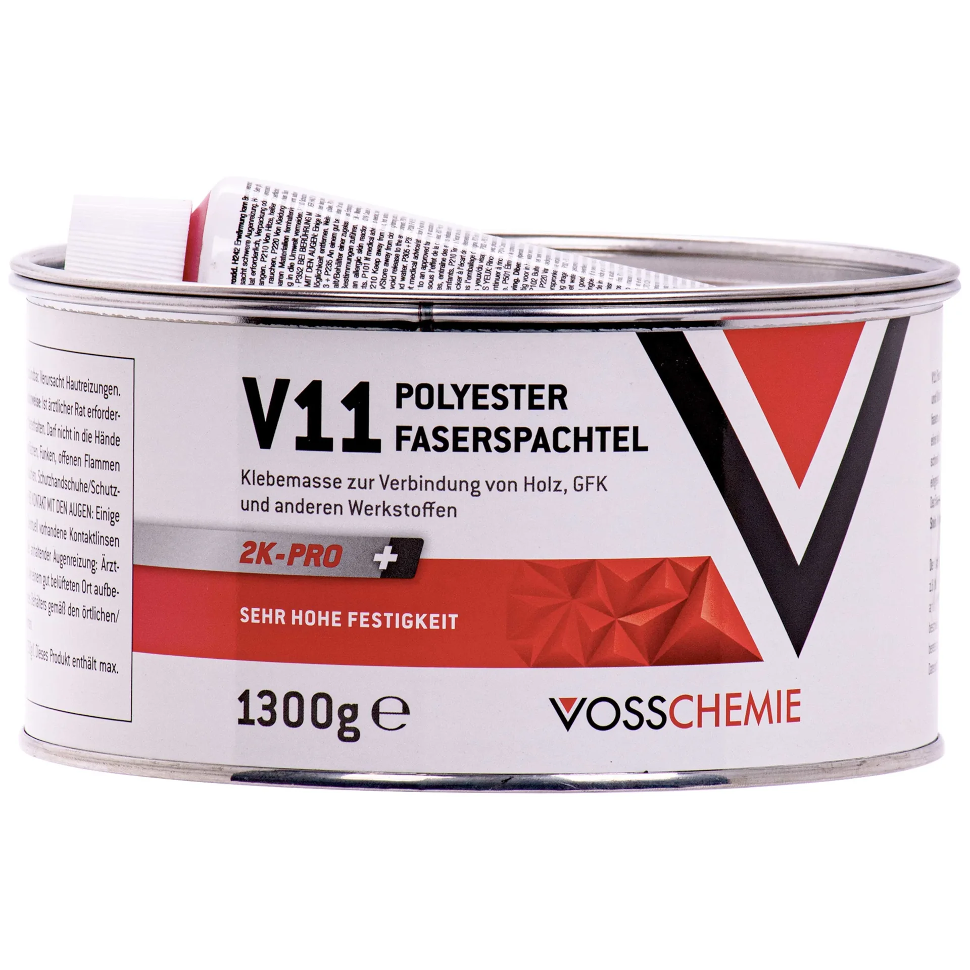 "Mastic polyester armé fibre de verre, 1,3 kg, mastic réparation carrosserie, 1250 g masse + 50 g BPO-Härter image"