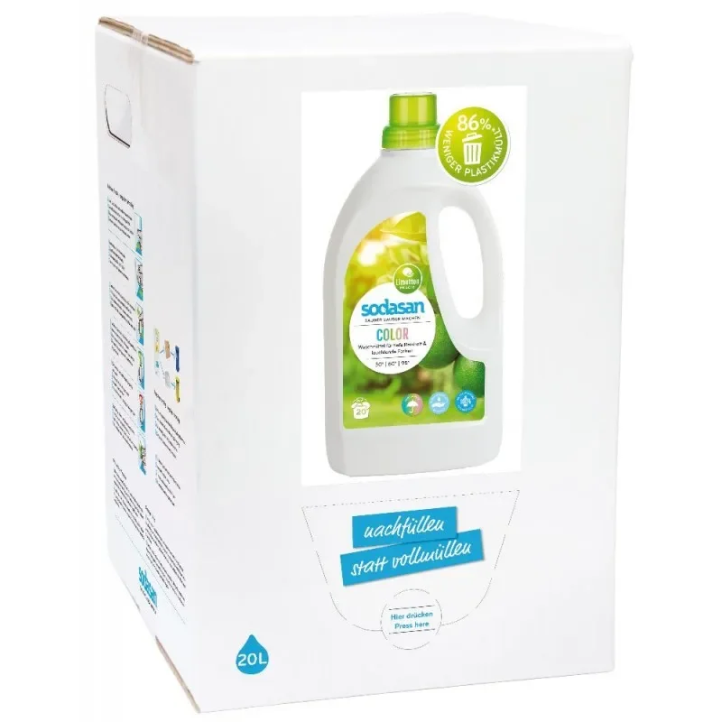 "Lessive couleur, lessive liquide, parfum citron vert, 20 Litres, en bag in box image"