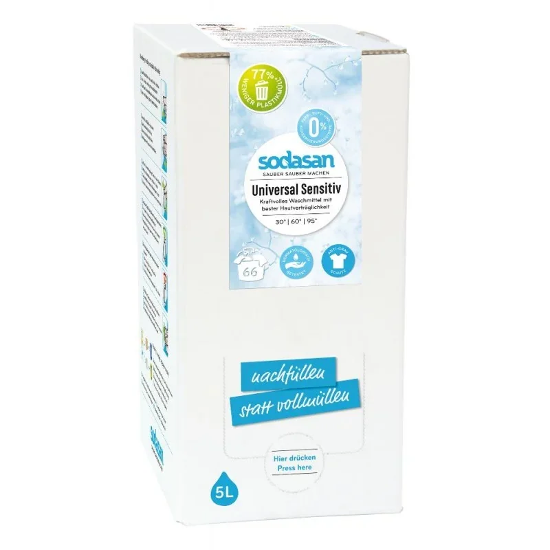Lessive universelle 5 litres, lessive sensitive, lessive peau sensible, lessive écologique