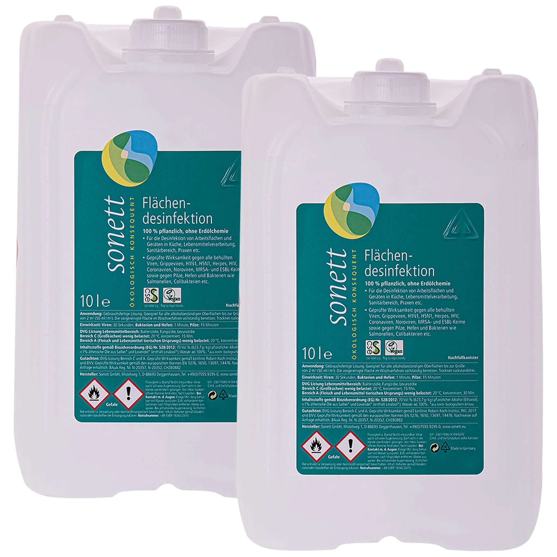 Désinfectant de surface 2 x 10 litres, Désinfection surfaces, Désinfectant professionnel surfaces, DVG gelistet