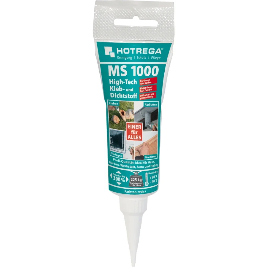 Mastic colle haute performance, Colle MS polymère, Mastic d'étanchéité blanc, 80 ml, tube, blanc
