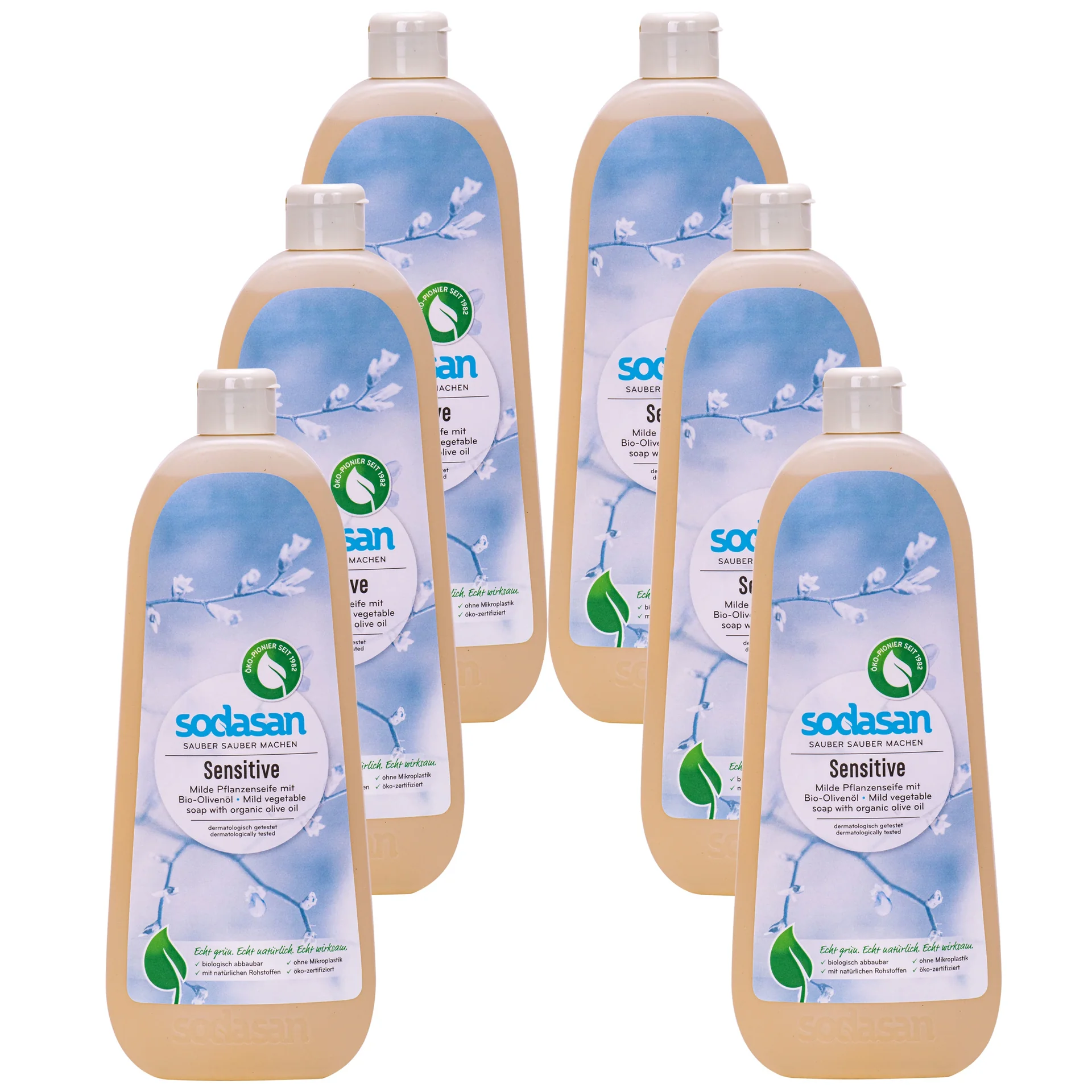 "Savon liquide sensitive, 6 x 1 litre, savon végétal liquide, savon mains écologique image"