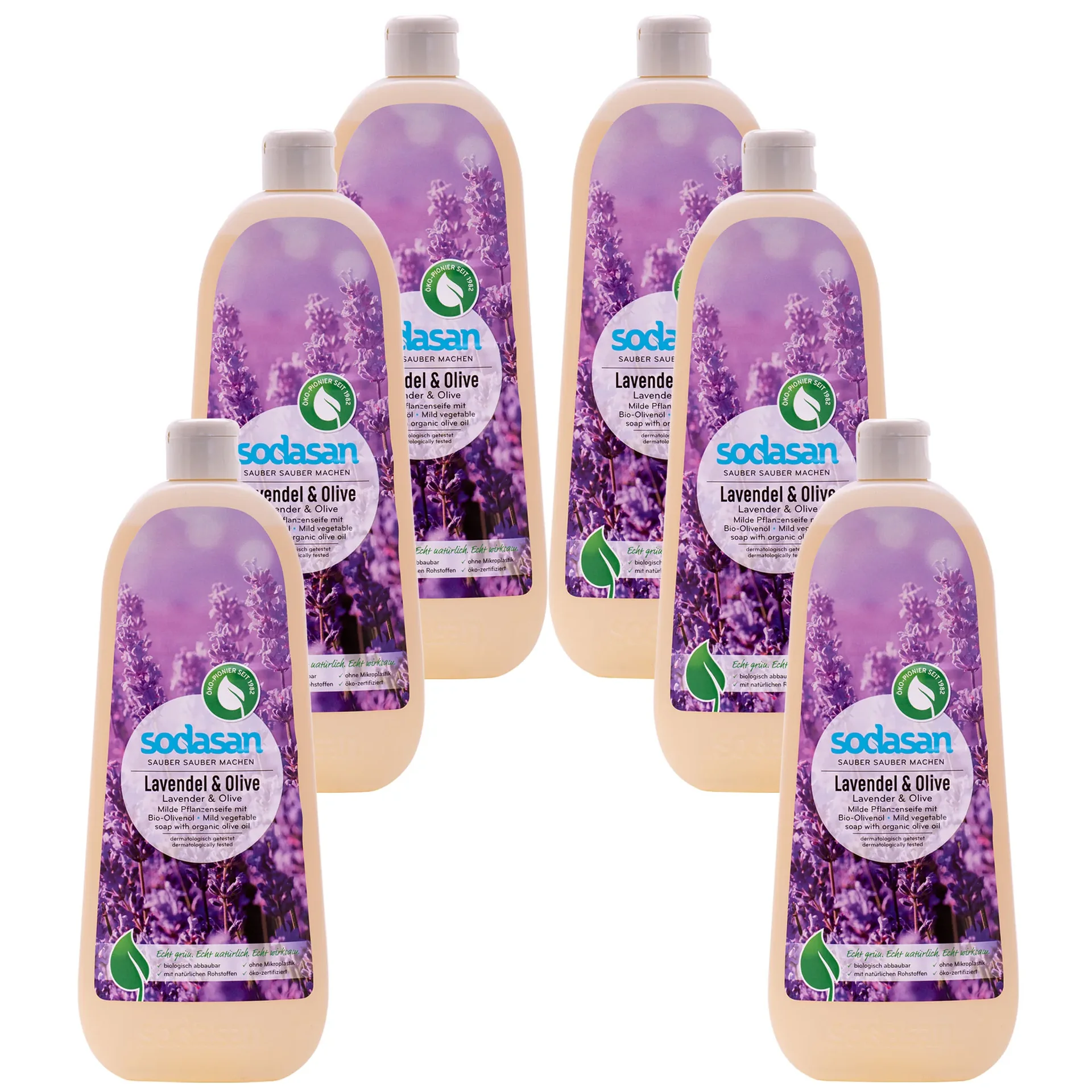 "Savon liquide lavande olive, 6 x 1 litre, savon végétal liquide image"