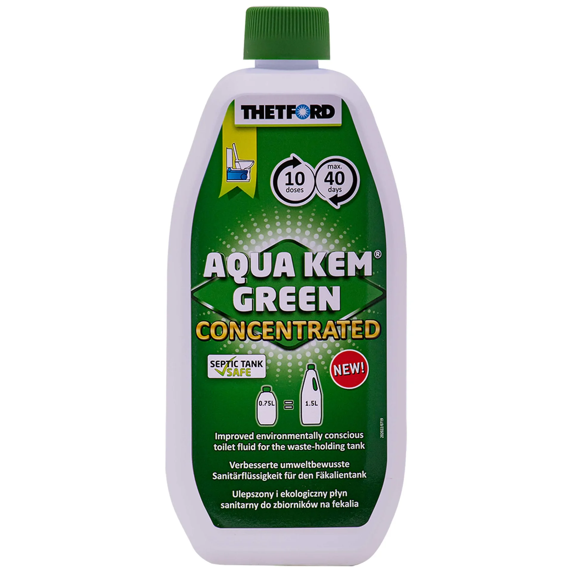 "Produit toilette chimique camping-car, Aqua Kem Green 0,75 Liter Konzentrat, Liquide toilette chimique image"