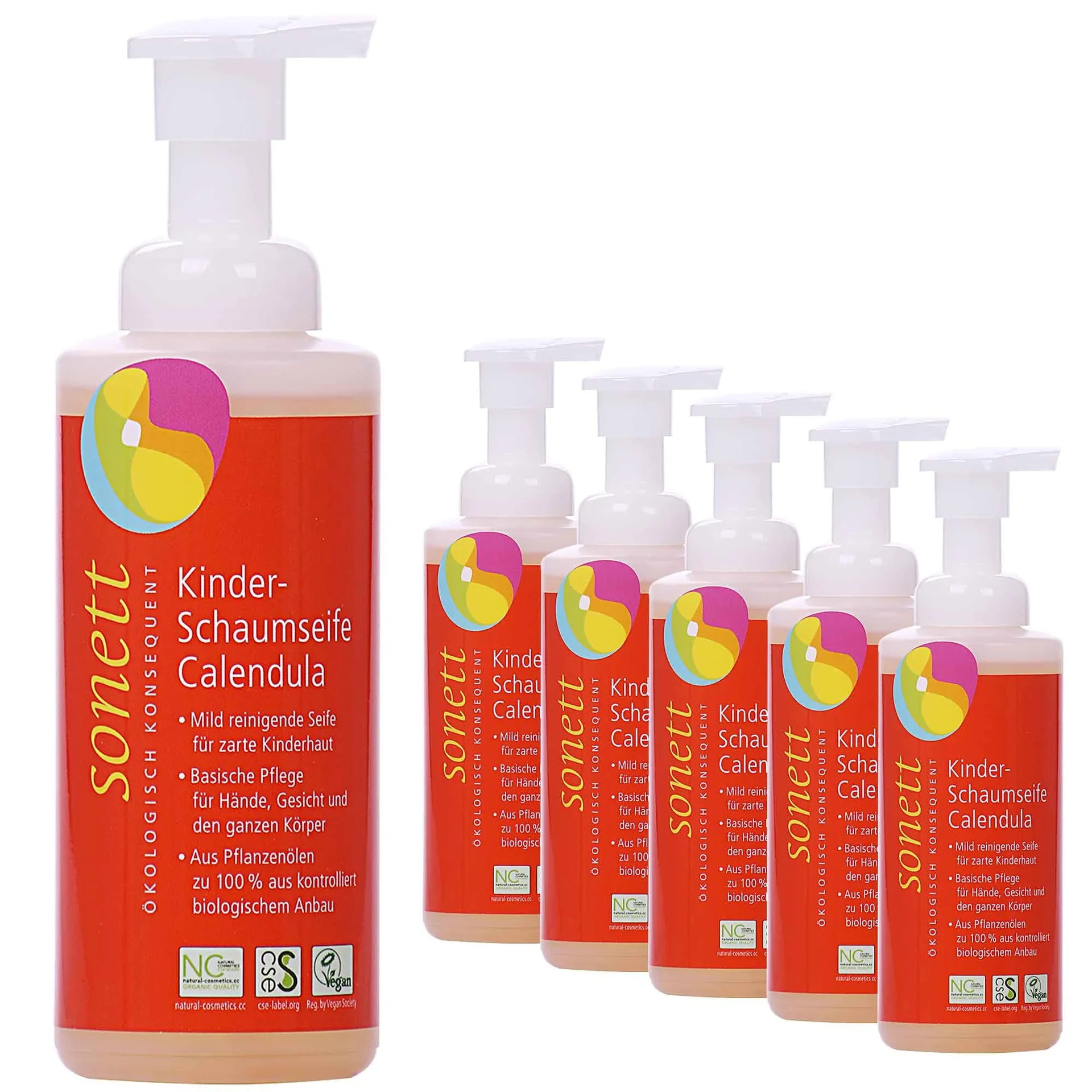 Savon mousse enfant Calendula, 6 x 200 ml, savon doux bébé