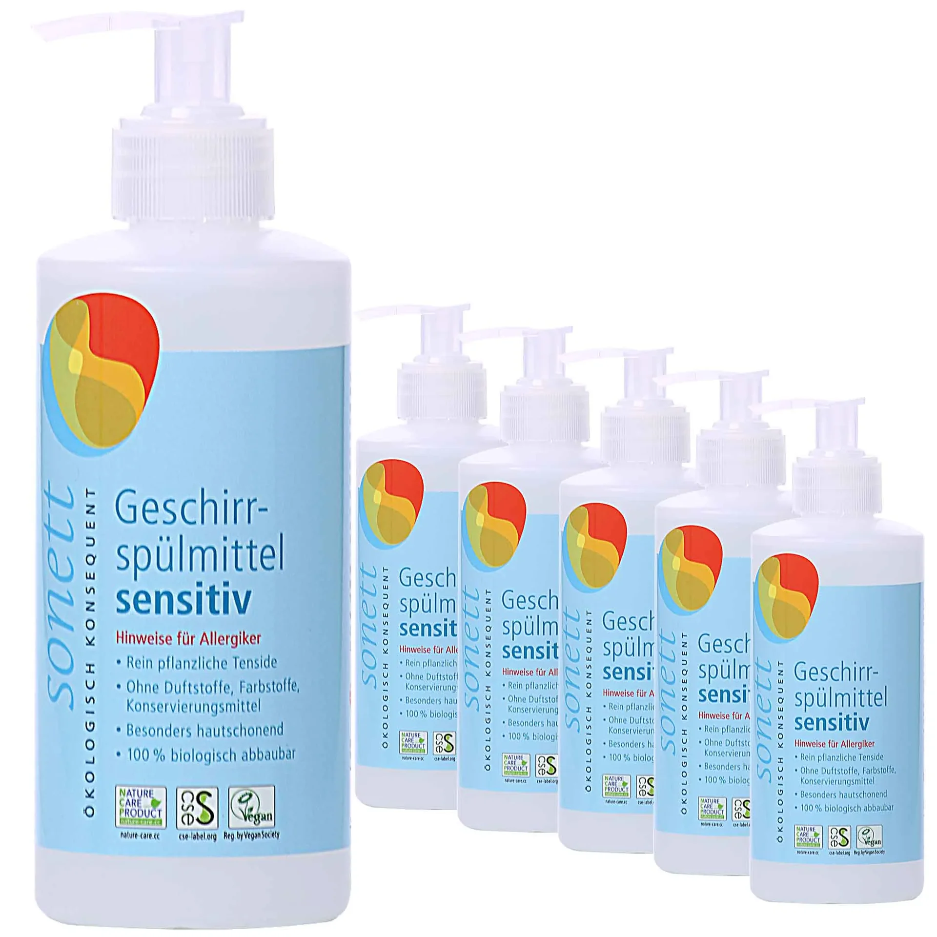 Liquide vaisselle sensitive, 6 x 300 ml, vaisselle main sensitive