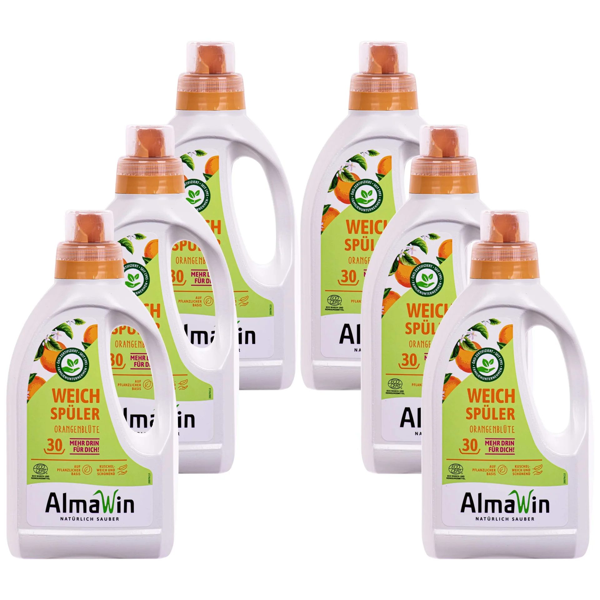 Adoucissant linge, adoucissant fleur d'oranger, lot 6 x 750 ml, adoucissant écologique