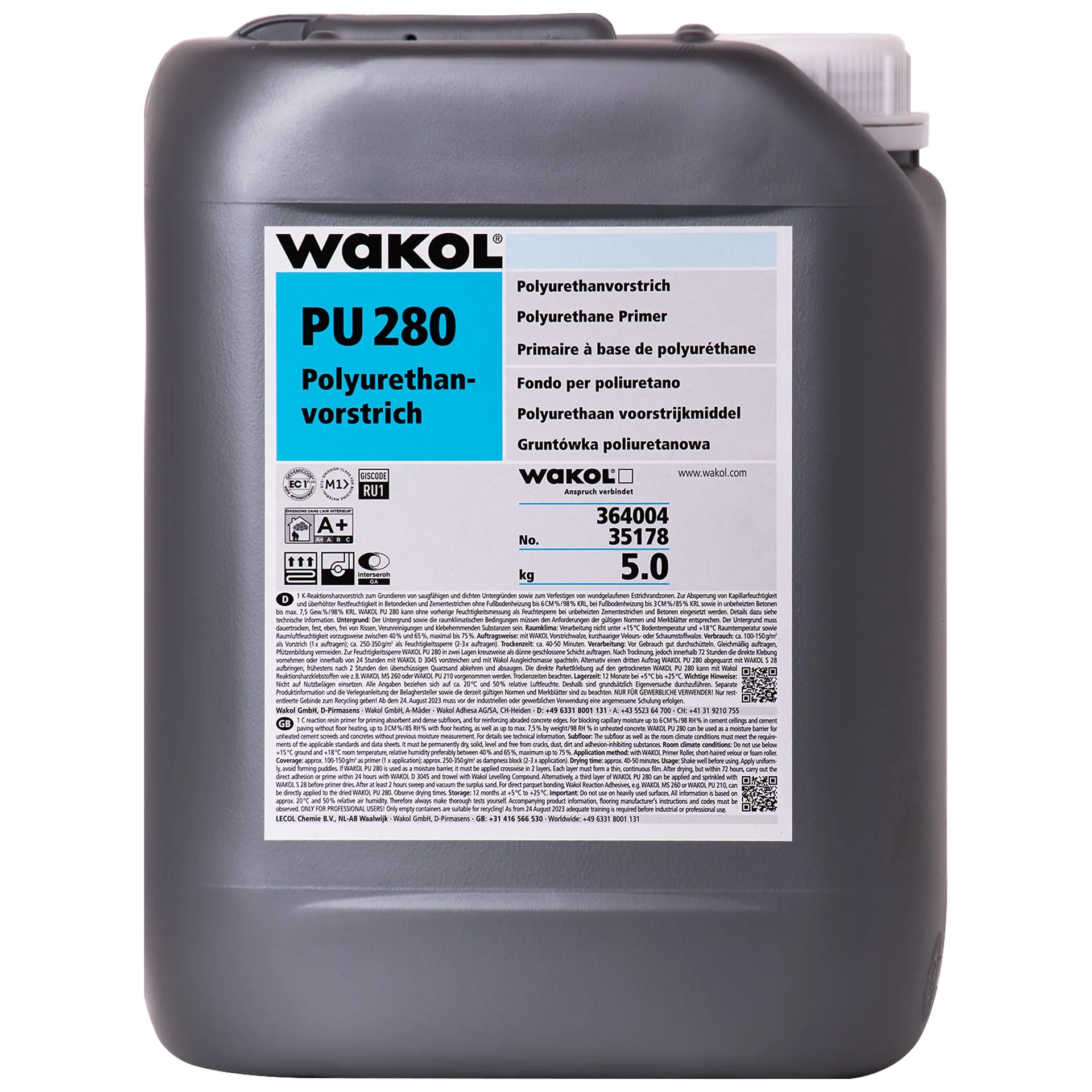 Primaire polyuréthane, Primaire d'adhérence, Primaire PU, 5kg, WAKOL PU 280, Polyurethanvorstrich