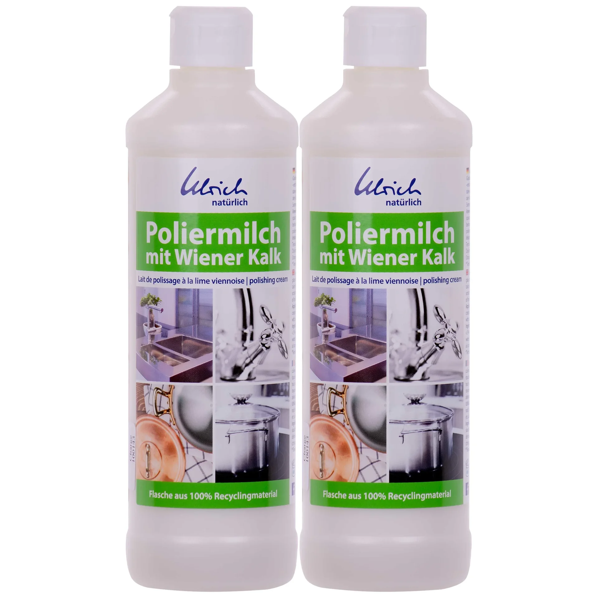 "Lait de polissage, Blanc de Meudon, 2 x 500 ml, nettoyant multi surface écologique image"