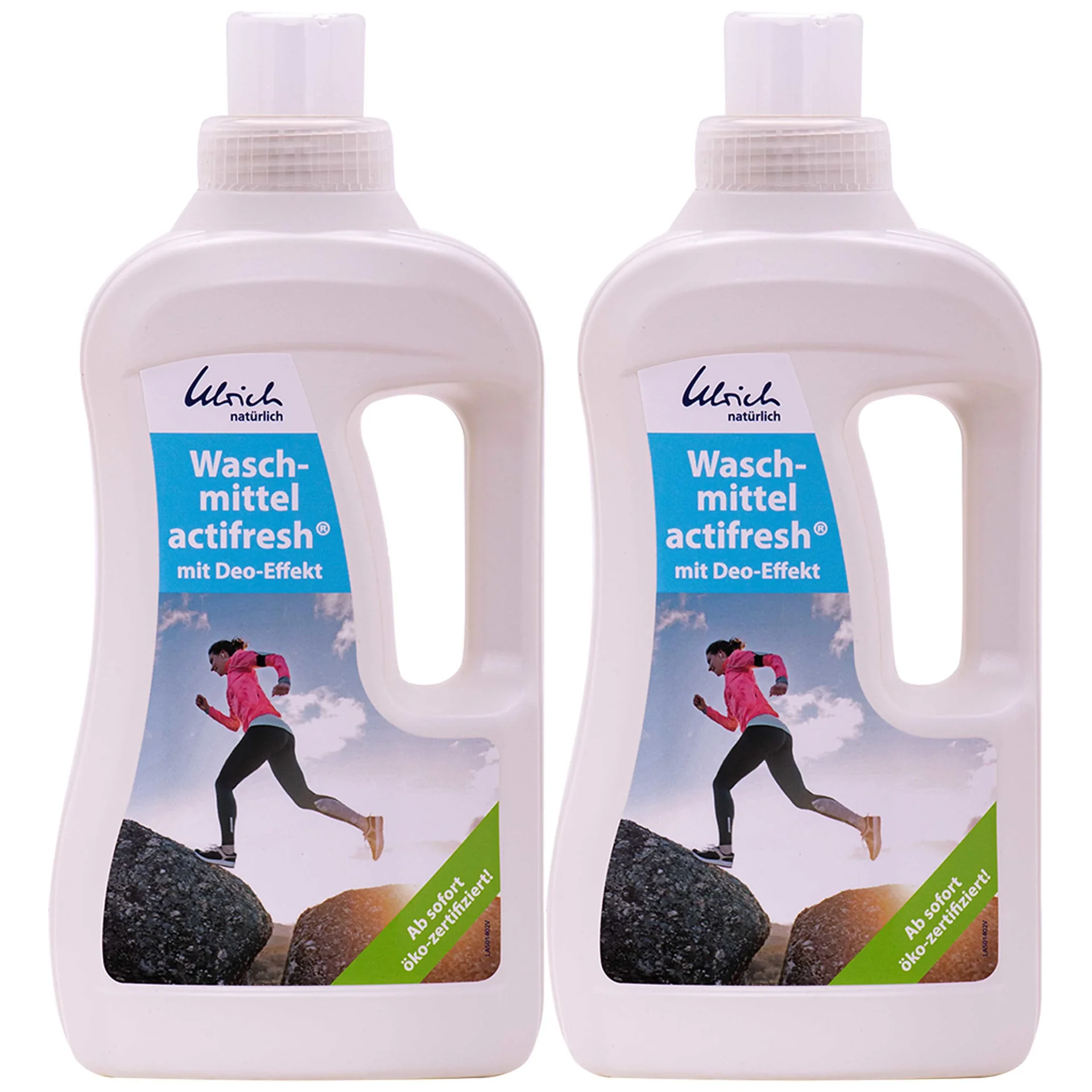 Lessive liquide, Ulrich Natürlich actifresh, 2x1 litre, avec déo-effet, lessive écologique, certifiée vegan