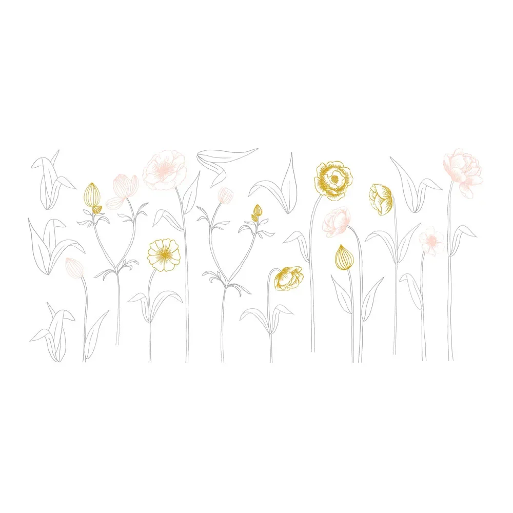 "Lilipinso stickers muraux XL fleurs avec tige rose gris ocre image"