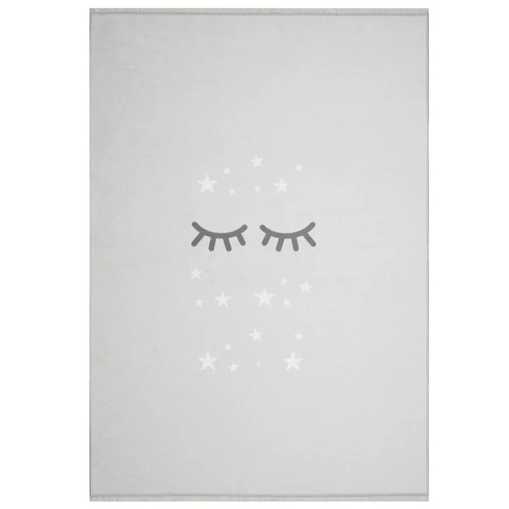 "Livone Tapis enfant lavable yeux dormants gris argenté, Taille de tapis: 140 x 190 cm image"