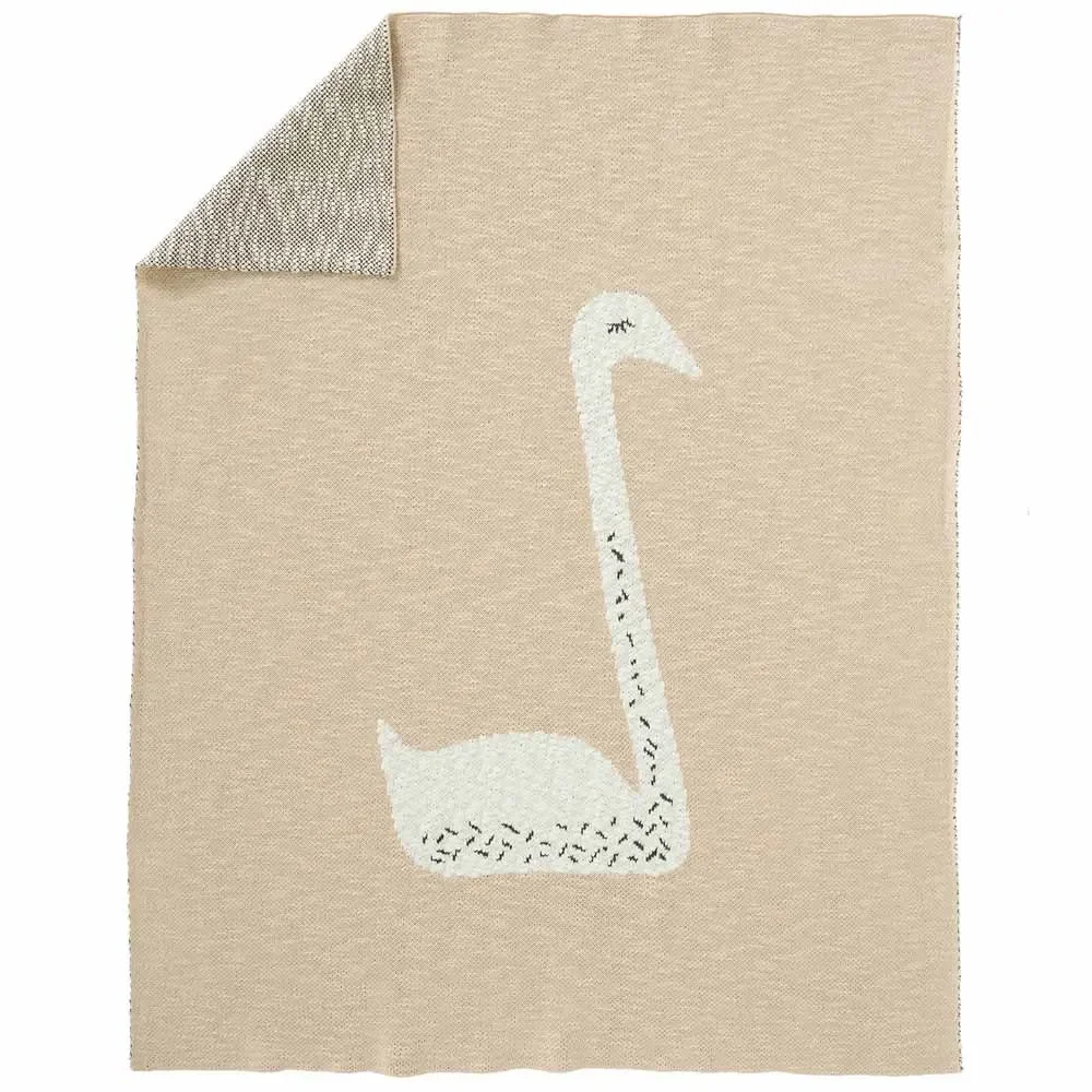"Fresk Couverture tricotée Cygne pêche, Taille: 100 x 150 cm image"