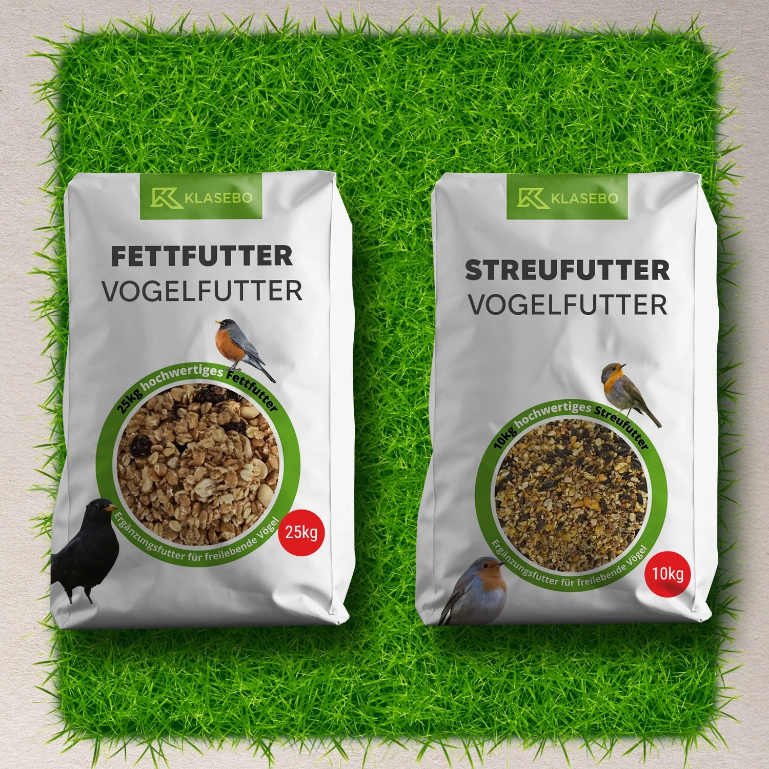 "Set Nourriture pour Oiseaux Toute l'Année 35kg - Nourriture à Épandre 10 kg, Mélange Nourriture Grasse pour Oiseaux 25 kg image"