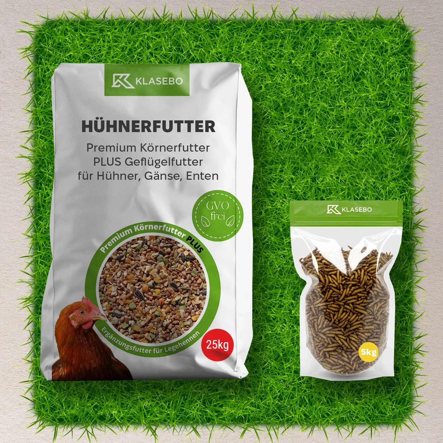"Ensemble Alimentation pour poules avec insectes 30kg - Alimentation premium pour volaille 25kg, Larves de mouche soldat noire séchées 5kg image"