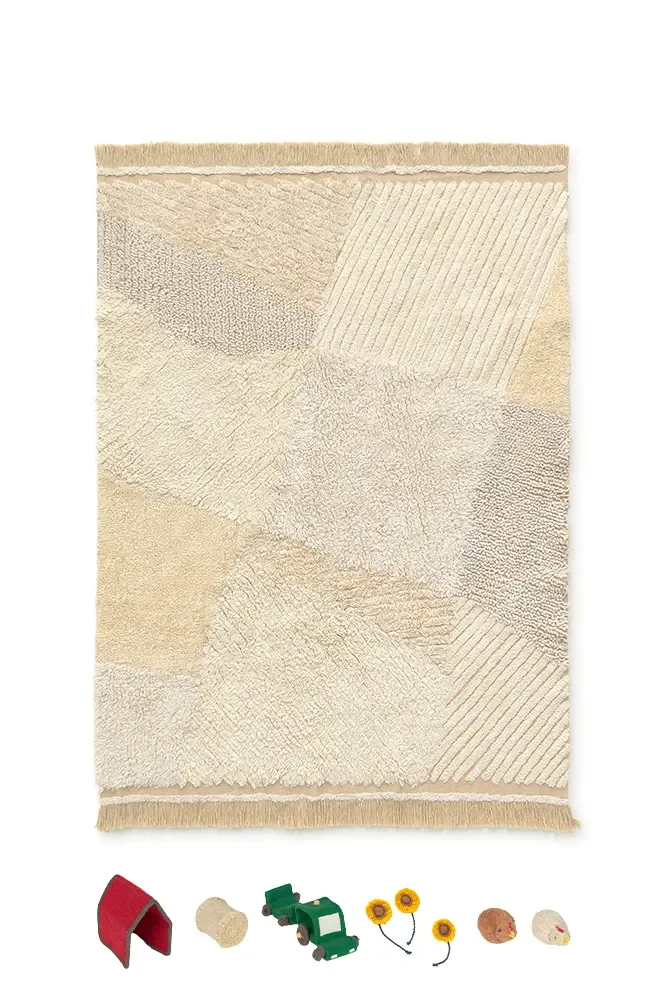 "Tapis enfant lavable, tapis de jeu enfant, motif ferme, tapis coton Oeko-Tex image"