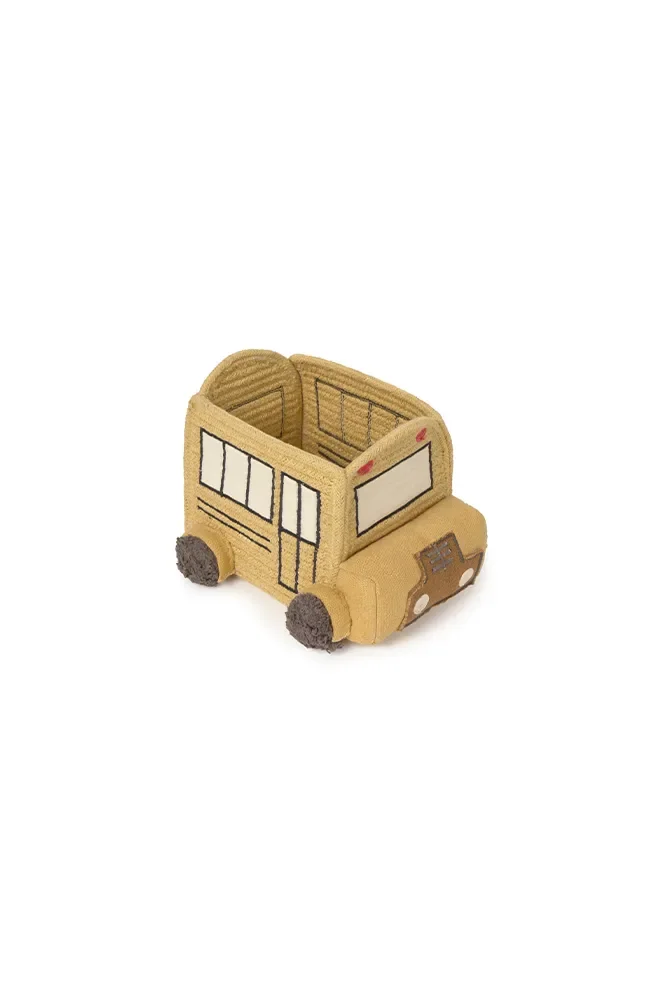 "Panier rangement enfant, panier chambre enfant, motif Mini-Schulbus, coton, tissé main image"