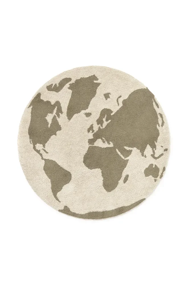 "Pouf carte du monde multicolore recyclé pour salon et enfant, confortable et original image"