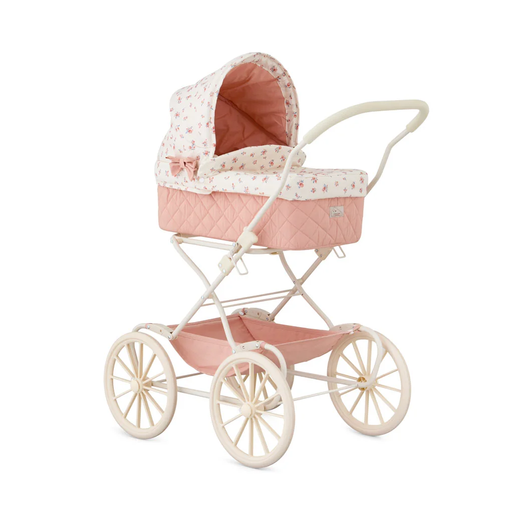 "Poussette poupée bois couleur baies, landau poupée, jouet d'imitation, cadeau fille 3 ans image"
