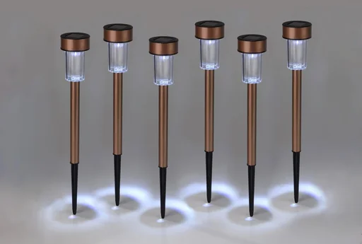 "Lampes solaires en acier inoxydable aspect cuivre - lot de 6 image"