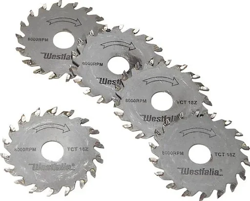 "Set de lames de scie 5 pièces, carbure, 18 dents image"