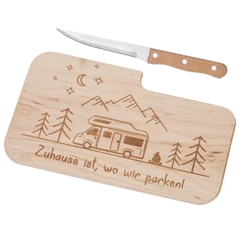 "Planche à découper « Camping » avec couteau image"