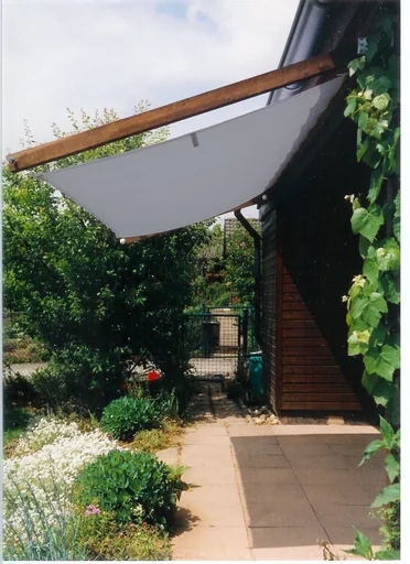 "Kit complet de voile d'ombrage, gris argenté 330 x 140 cm image"