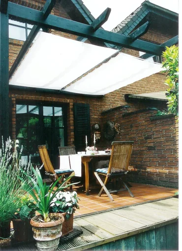 "Kit pergola avec voile d'ombrage, blanc, 270 x 140 cm image"
