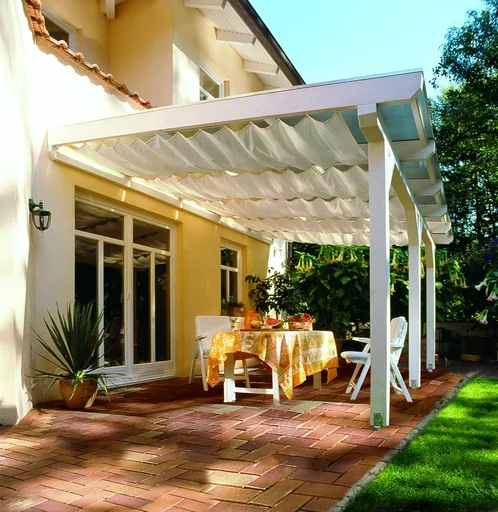 "Voile d'ombrage tendue par cordes, ivoire, 420 x 140 cm image"