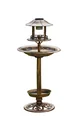 Solar bird bath with planter, bronze