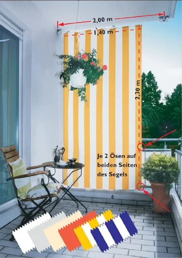 "Voile d'ombrage verticale, couleur terre cuite, 230 x 140 cm image"