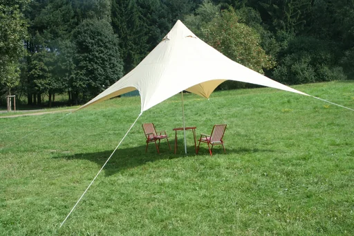 "Voile d'ombrage carrée pour le camping avec poteaux, sable, 400 x 400 cm image"