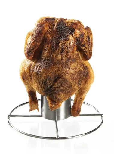 "Support pour poulet grillé avec récipient à arômes, acier inoxydable image"