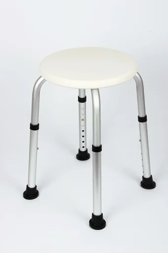 "Tabouret de douche, réglable en hauteur, blanc/argenté image"