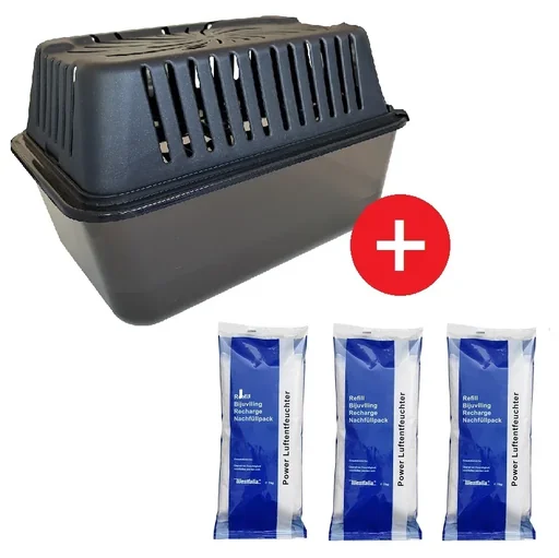 "Déshumidificateur d'air MEGA BOX incluant 3 x 1 kg de granulés déshumidificateurs dans un sachet en non-tissé image"