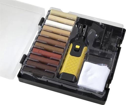 "Kit de réparation pour stratifié et parquet avec 11 couleurs de bâtons de cire dure image"