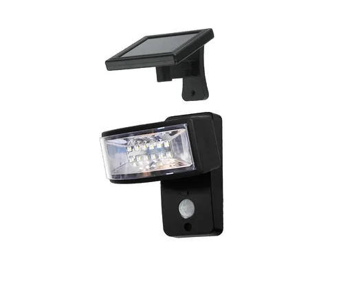 "LED wall light with separate solar panel and motion detector image"
