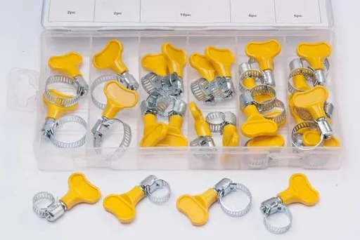"Set de colliers de serrage à poignée, 26 pièces, acier inoxydable, boîte incluse image"