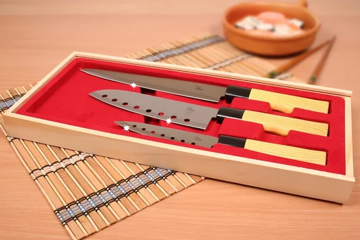 "Set de couteaux Asie dans un étui en bois, 3 couteaux image"