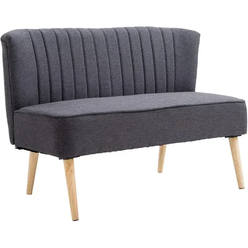 "2-seater couch fabric sofa upholstered sofa seating furniture wood dark grey 117 x 56.5 x 77 cm image"